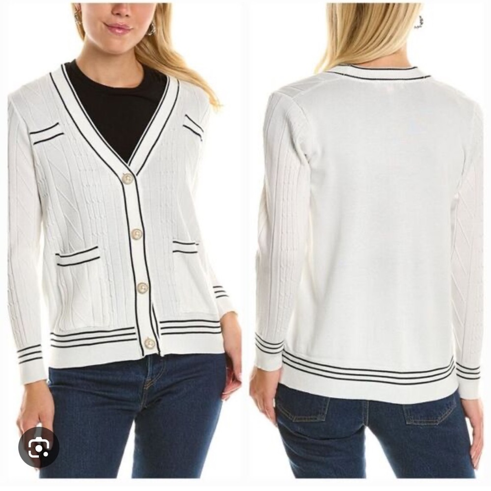 Nanette Lepore White Button Down Cardigan size XL